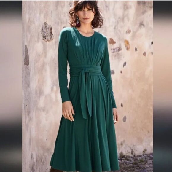 Peruvian Connection Celeste Dress Pima Cotton Modal Lightweight Teal Midi - Picture 1 of 8
